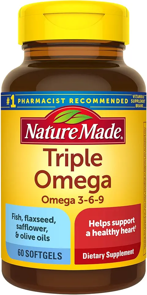 Nature Made Triple Omega 3-6-9, 60 Softgels, Omega Supplement For Heart Health (Pack of 3) - Kansas Nuitrition - HNZSDS