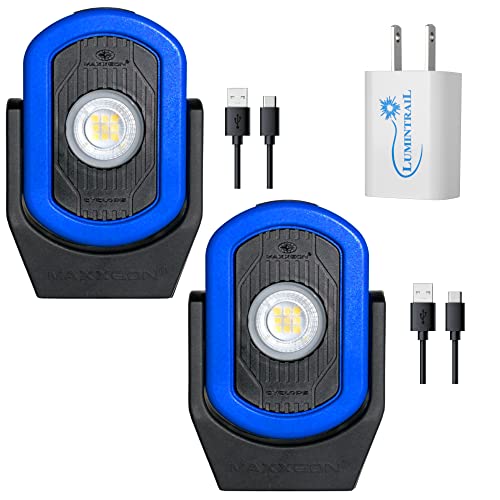 MAXXEON Cyclops 720 Lumens LED Rechargeable Work Light, Mechanic Light, Magnetic Base, 360 Degree Rotation Swivel Light, with a Lumintrail Wall Plug