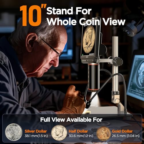 Elikliv Autofocus 4K Digital Microscope EM4K-AF, 52MP Soldering Microscope for PCB Repair, Coin Inspection & Watchmaking, 2000X Magnifier Scope