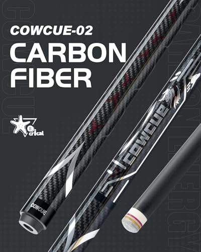 CRICAL Carbon Fiber Pool Cue Stick 58" Billiard Cue Sticks Professional Low Deflection Pool Sticks with 3/8 * 8 Pin Joint and 12.5mm Tip
