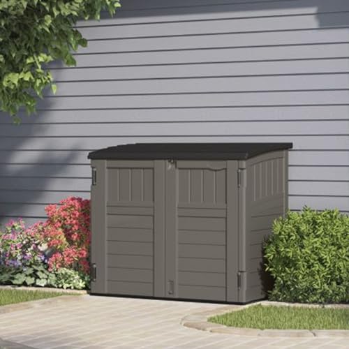 Suncast Outdoor Storage Shed for Backyard and Garden, Horizontal, 4' x 2.5', Stoney Grey - Portable Utility Deck and Cabinet for Tools, Equipment