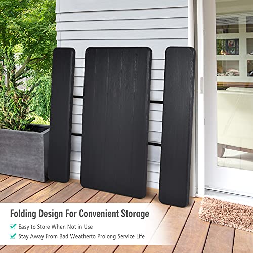 GYMAX Picnic Table, 550 LBS Folding Picnic Tables with Benches & Seats, Weather-Resistant Easy Setup Portable Picnic Table