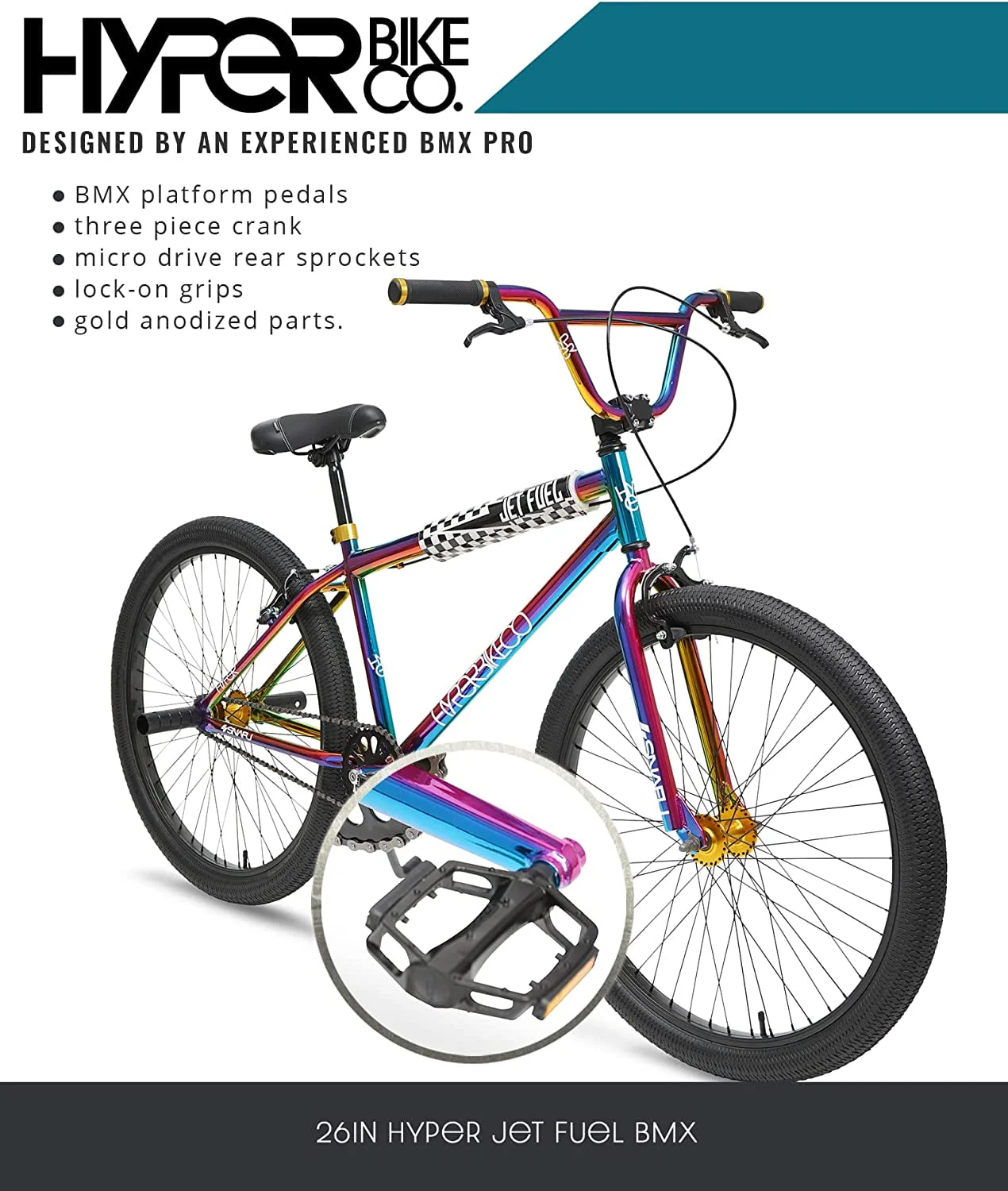 Hyper Bicycles 26 Jet Fuel BMX Bike for Adults