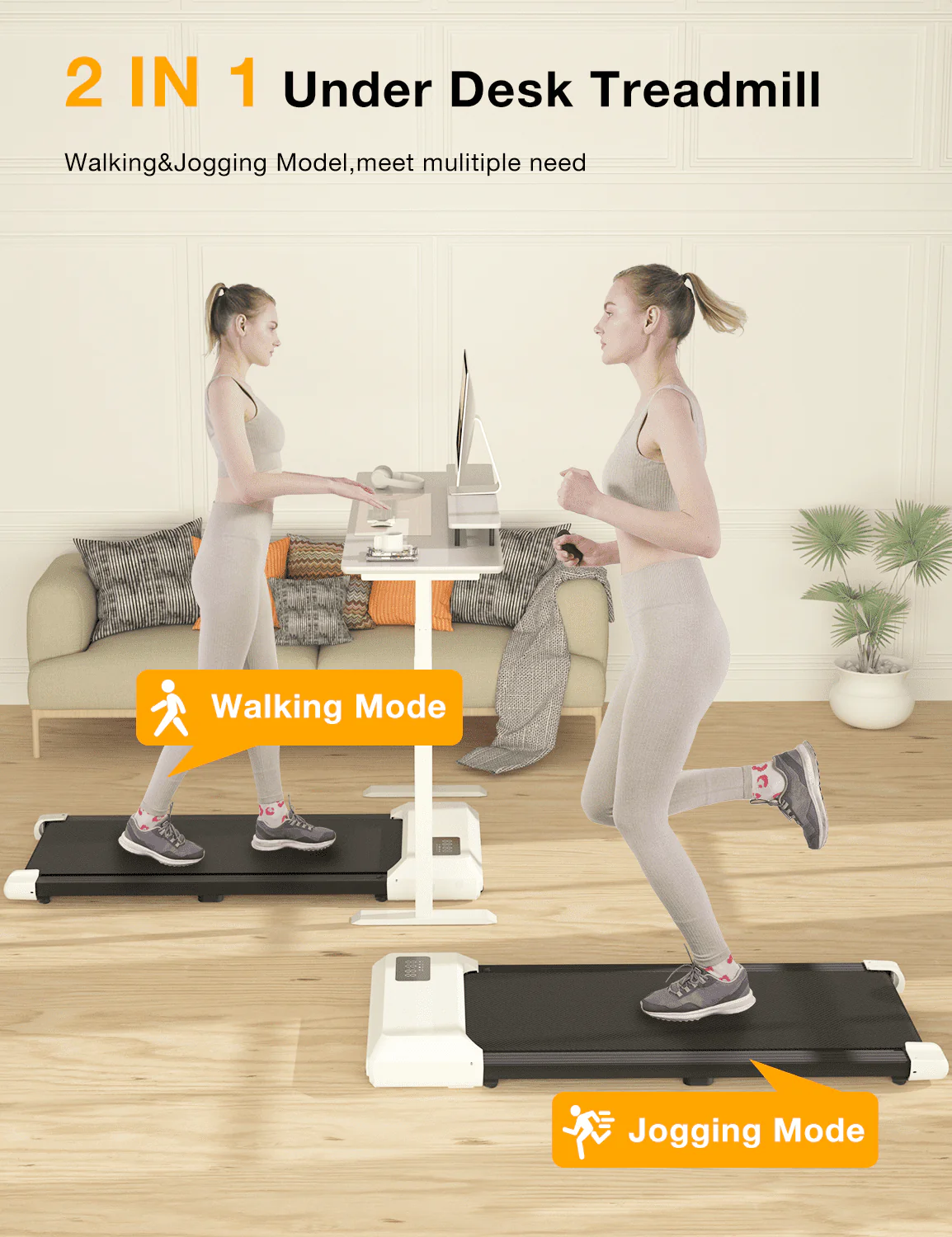 Superun 2.5Hp Walking Pad, 35.5*15.5 Walking Area 2 in 1 Under Desk Treadmill,300lb Walking Treadmill with Remote Control and LED Display, Quiet