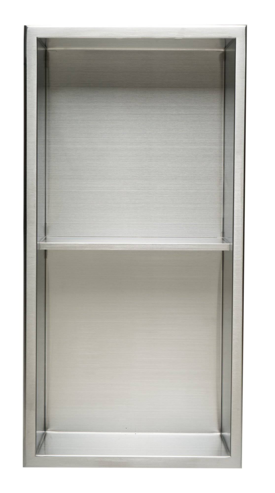 Alfi Brand ABN1224-BSS 12 x 24 Brushed Stainless Steel Vertical Double Shelf Bath Shower Niche