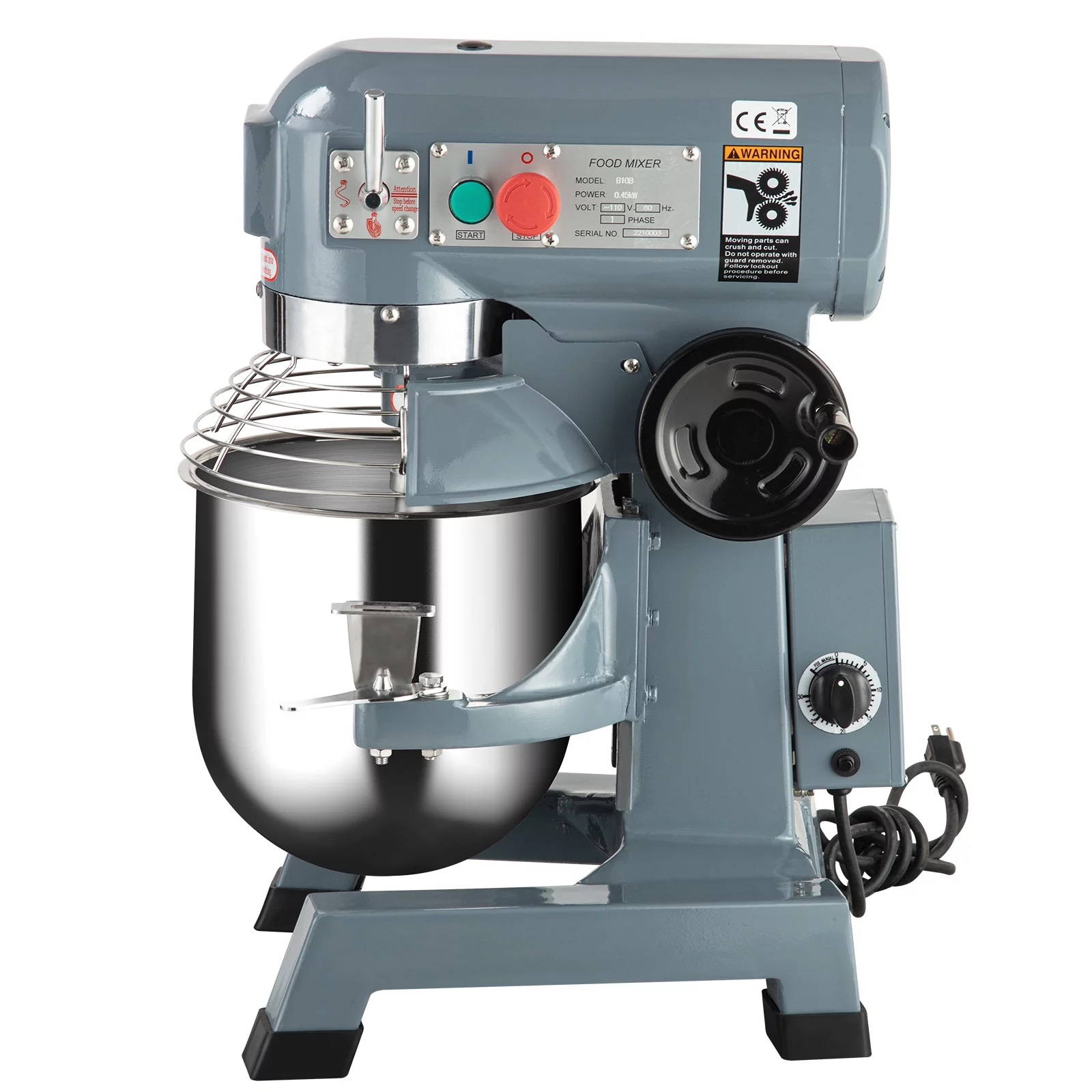 15Qt Food Mixer, 600W, 3-Speed Commercial Stand Mixer with tainless steel bowl, dough hook, whisk, Heavy duty mixer with safety guard