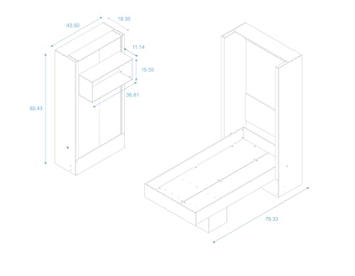 Oakland Living Easy-Lift Full Murphy Wall Bed in White with Shelf