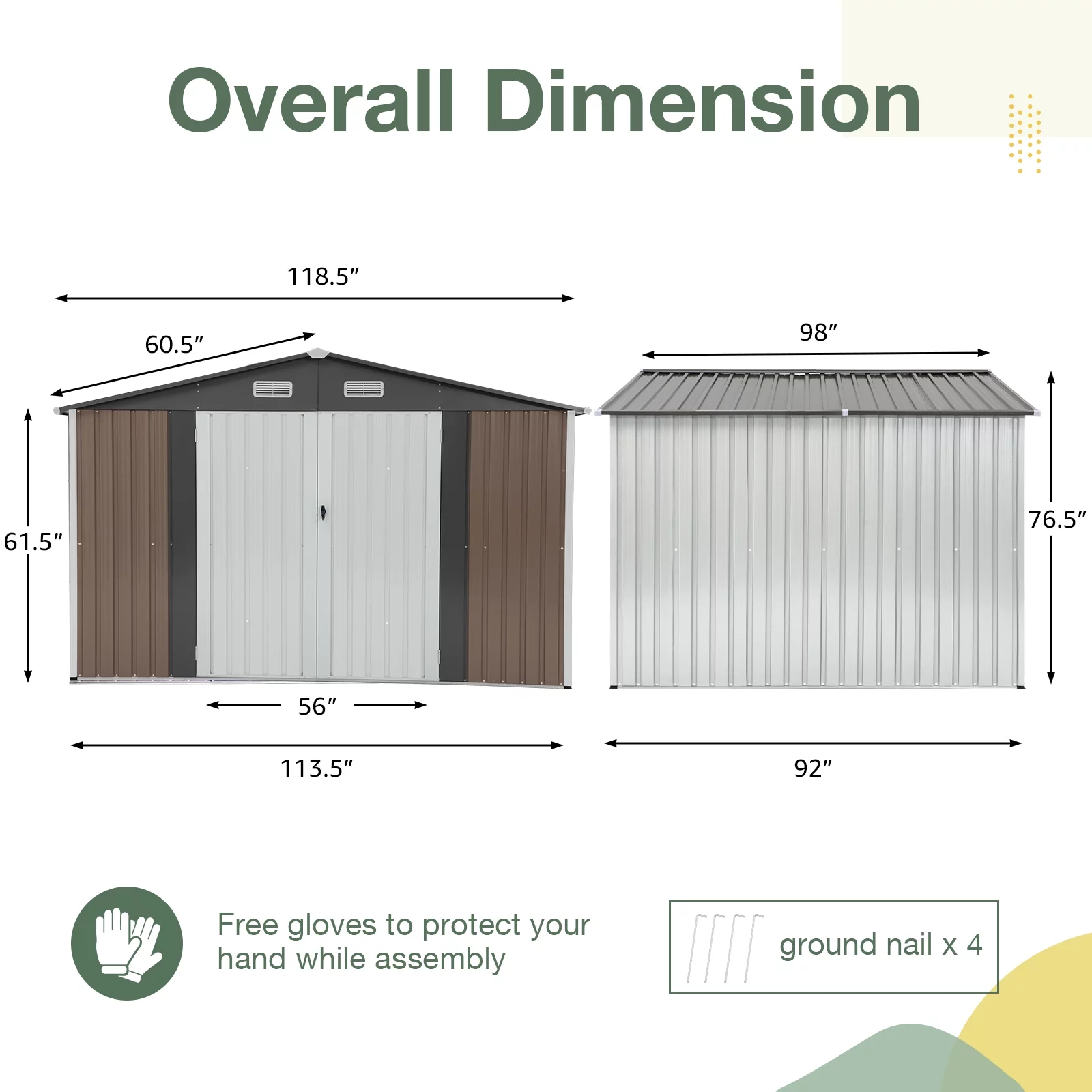 OC Orange-Casual 10' x 8' FT Outdoor Storage Shed, Metal Garden Tool Shed with Lockable Door, Outside Sheds & Storage Galvanized Steel