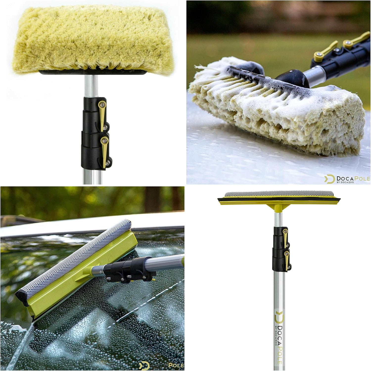 DocaPole 5-12 Foot Car Cleaning Kit | Car Wash Kit with Soft Car Wash Brush, Car Squeegee, Car Wash Mitt (2X)