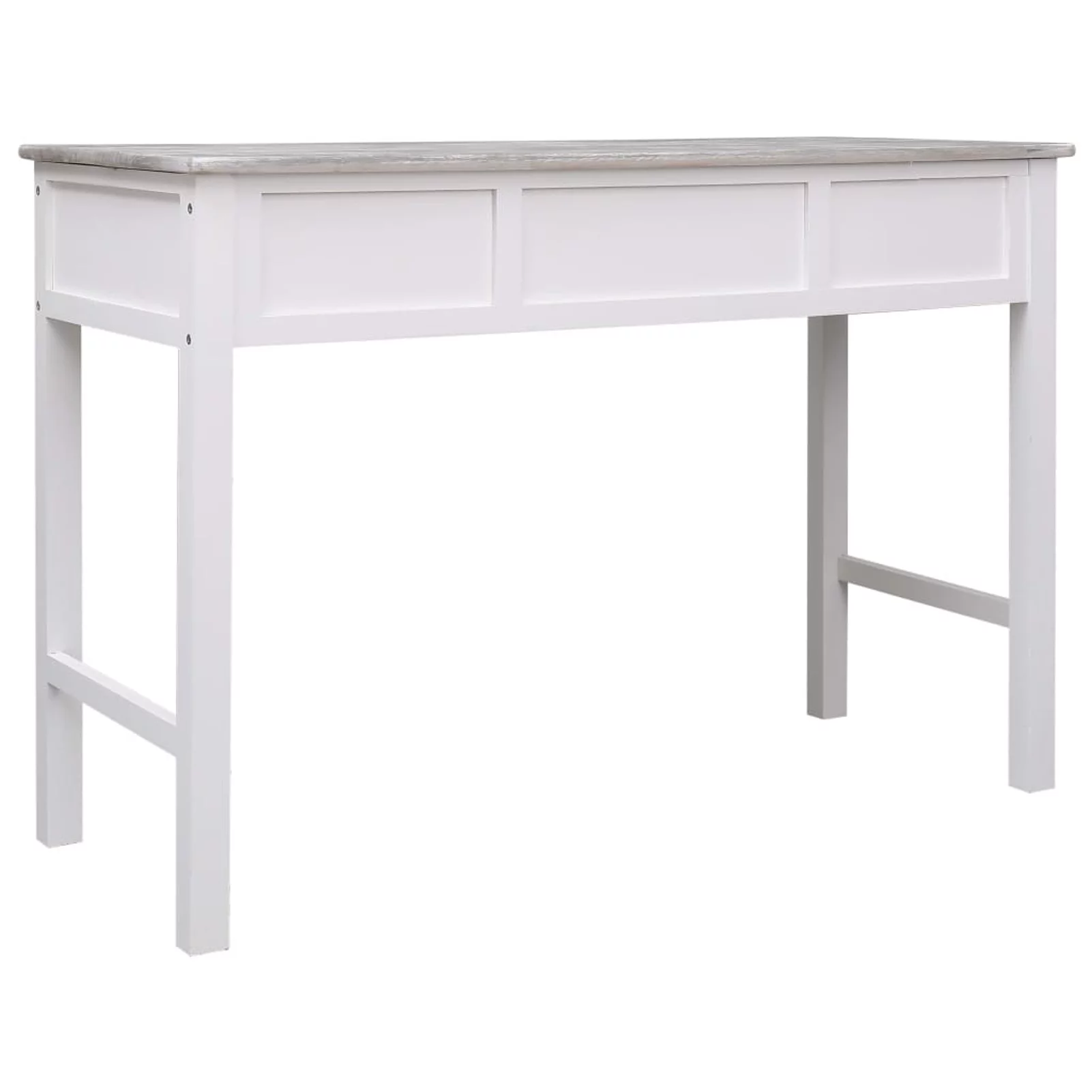 Anself Writing Desk with 2 Storage Drawers and Open Compartment Wood Study Table Wooden Console Table Gray Home Office Furniture 43.3in x 17.7in x