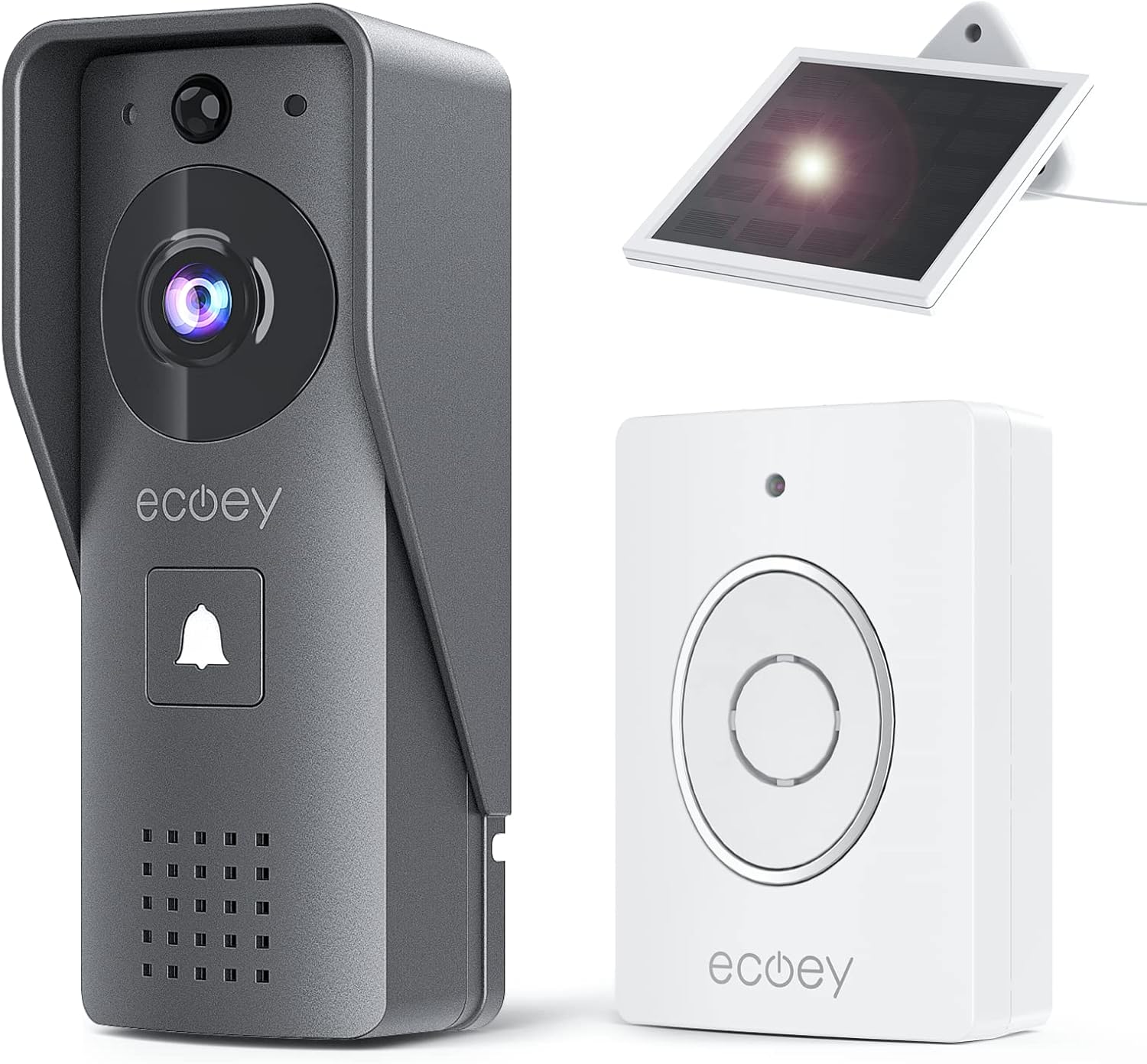 Ecoey Video Doorbell Camera, Smart Wi-Fi Doorbell Camera with Two-Way Audio, Video Doorbell with 1080P HD, PIR Motion Detection, Removable TF Card