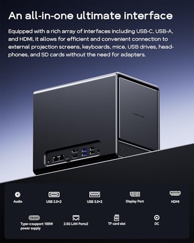 WTR PRO AMD R7 5825U 4-Bays Desktop NAS,32GB DDR4 RAM, 1TB PCIE3.0 M.2 NVME SSD with 2 x 2.5GbE i226-V Chip