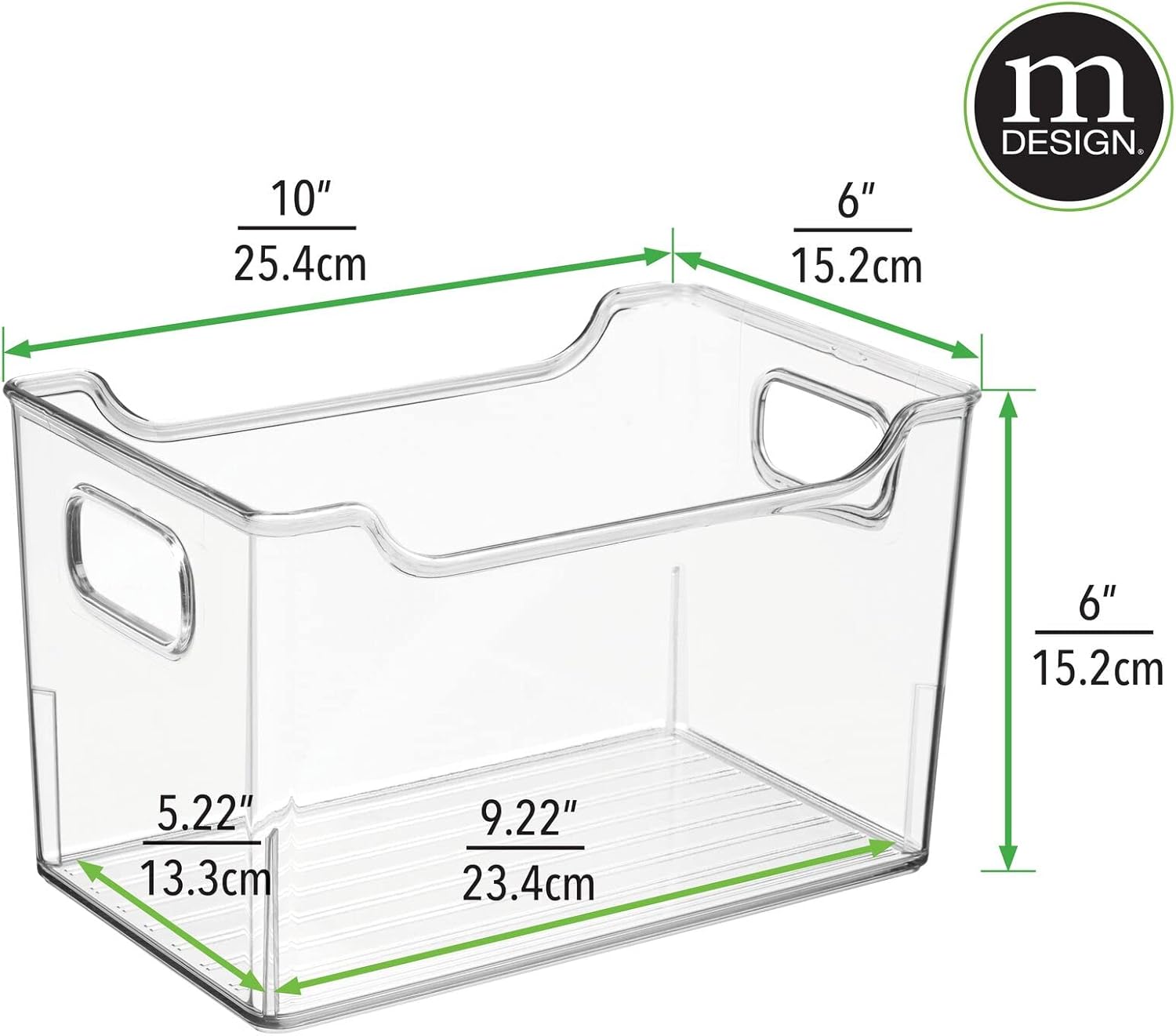 mDesign Plastic Rectangular Stackable Long Storage Container, Side Dip Organizer Bin w/Handles for Office, Filing Cabinet, Shelf, Desk