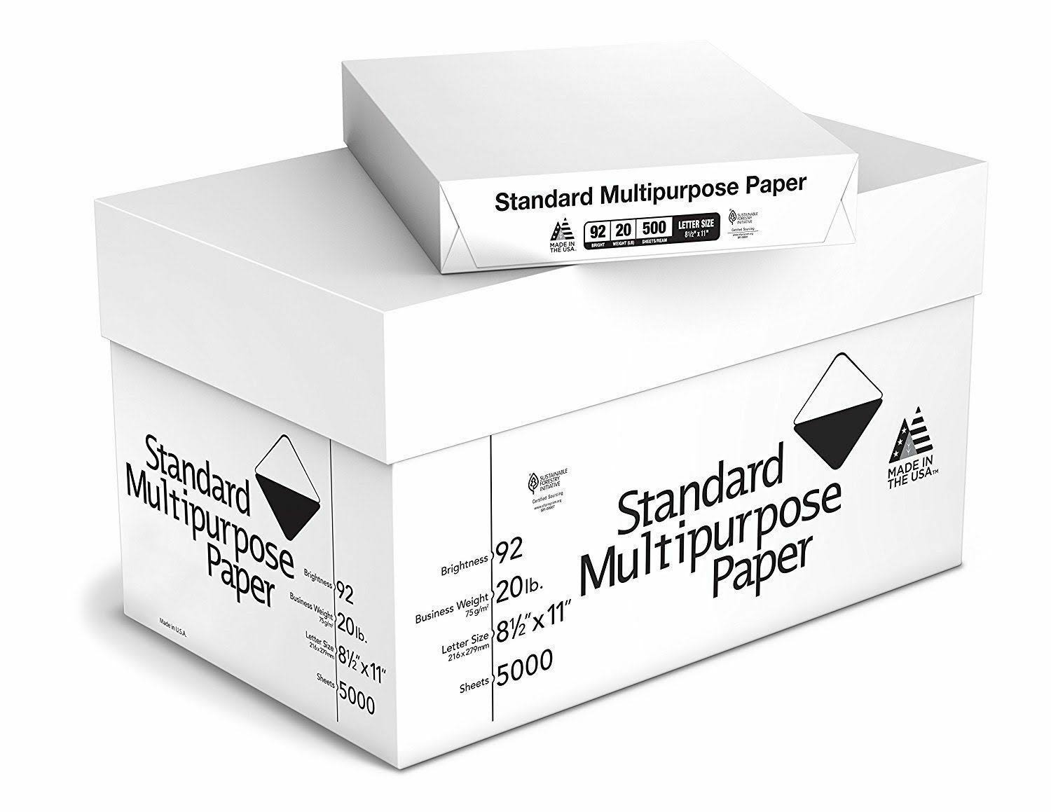 5000 Sheets 20lb Copy Paper 92 Bright 8-1/2 x 11x22 10 Ream Case