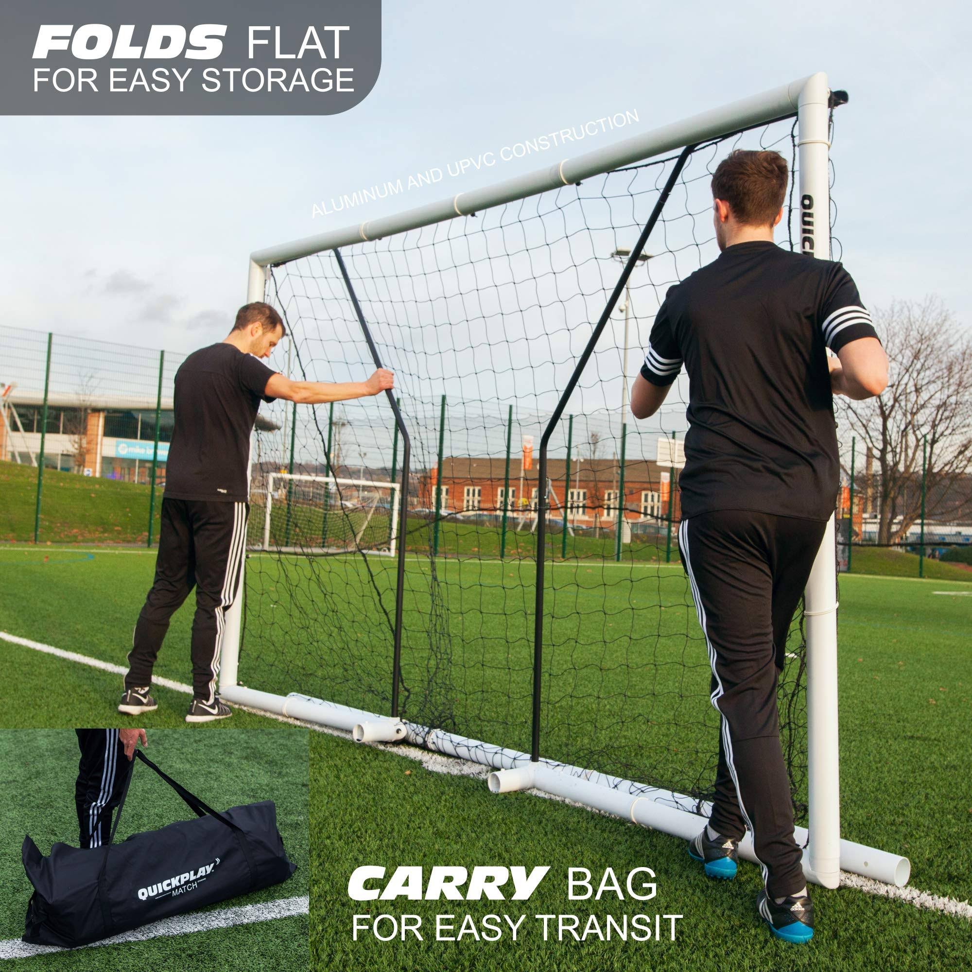 QUICKPLAY Pro Match-Fold Soccer Goal with Carry Bag [Single Goal] Professional Quality Fast Set-Up Soccer Goal, Folds Flat for S