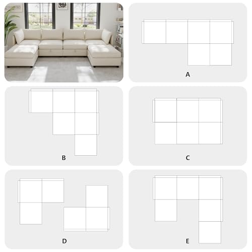 Oversized Modular Storage Sectional Sofa Customizable Seating Group Sofa&Couch Convertible Sleeper Sofabed with Movable Ottomans and Seat