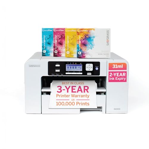 Sawgrass SG1000 VersiFlex Printer Bundle, Innovative Inks & Light Heat Transfer Paper Bundle - Soft-Touch Infusible Ink, 8.5x11 Paper