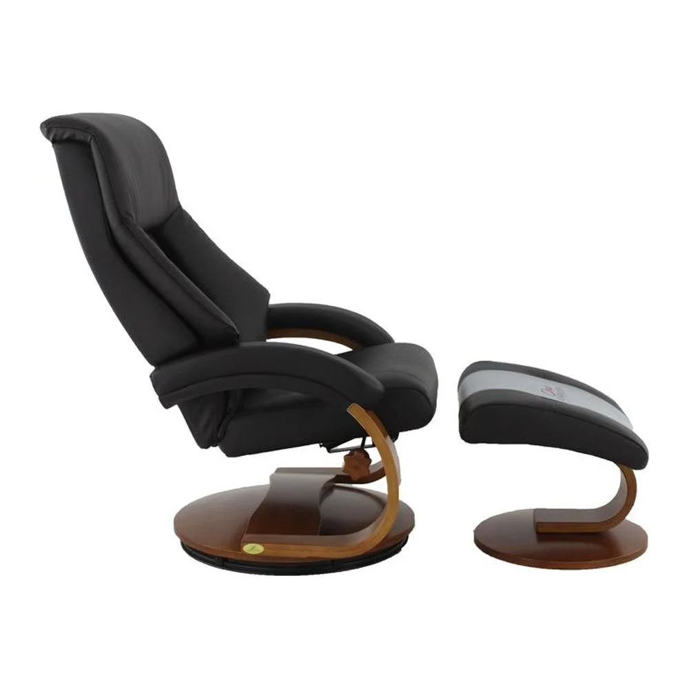 Relax-R™ Montreal Recliner and Ottoman in Espresso Top Grain Leather