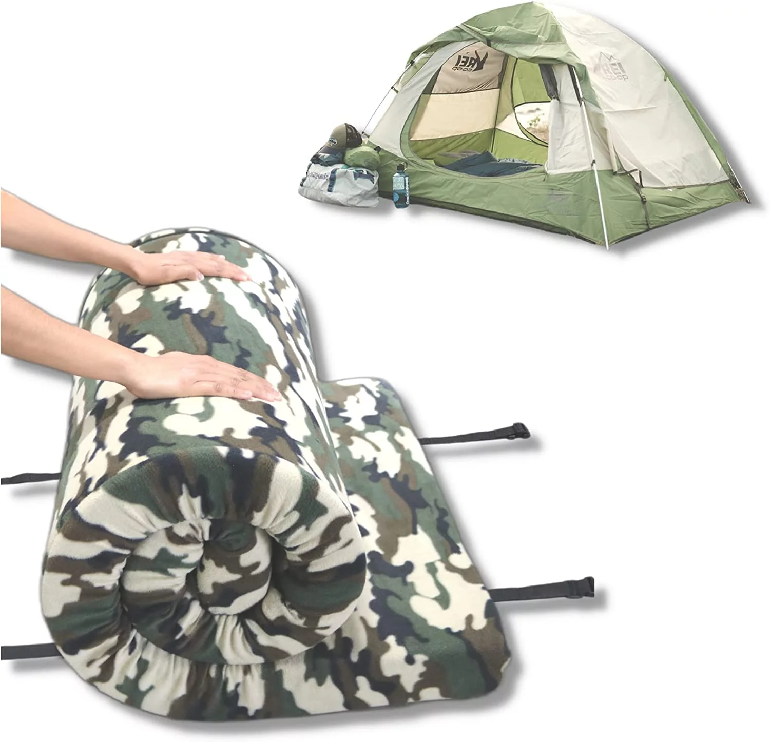 Foamma - Memory Foam Camping Mattress, Foldable and Portable Roll Up, for Travel Car Camping, Sleeping Pad & Floor, for RV Bunk, Tent, Guest Bed