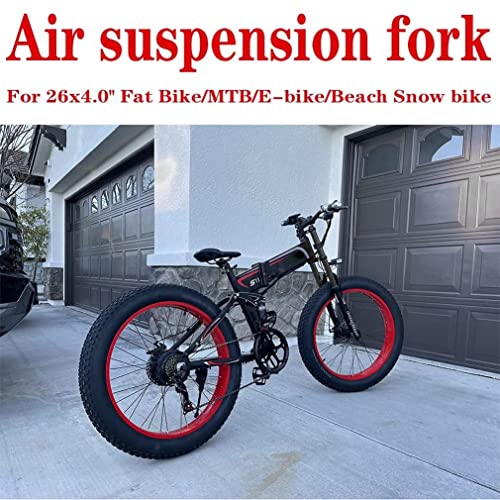 ARBOEE 26 Inch Bike Suspension Forks 4.0 Fat Bike Straight Front Fork Downhill Mountain Bike Double Shoulder 1-1/8 Disc Brake Air Fork QR 140mm