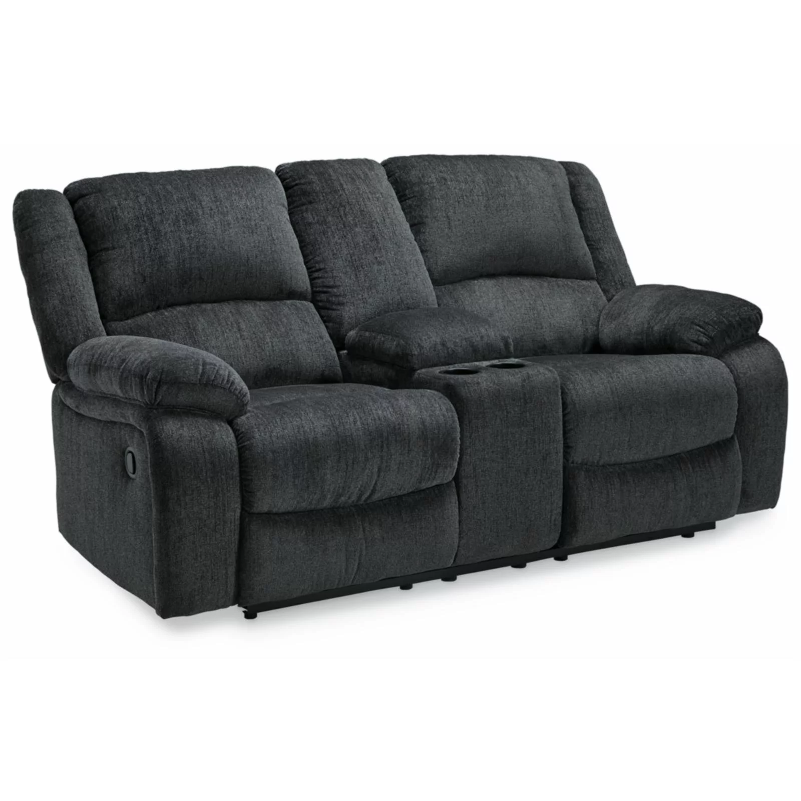 Signature Design by Ashley Draycoll Reclining Loveseat with Console in Slate