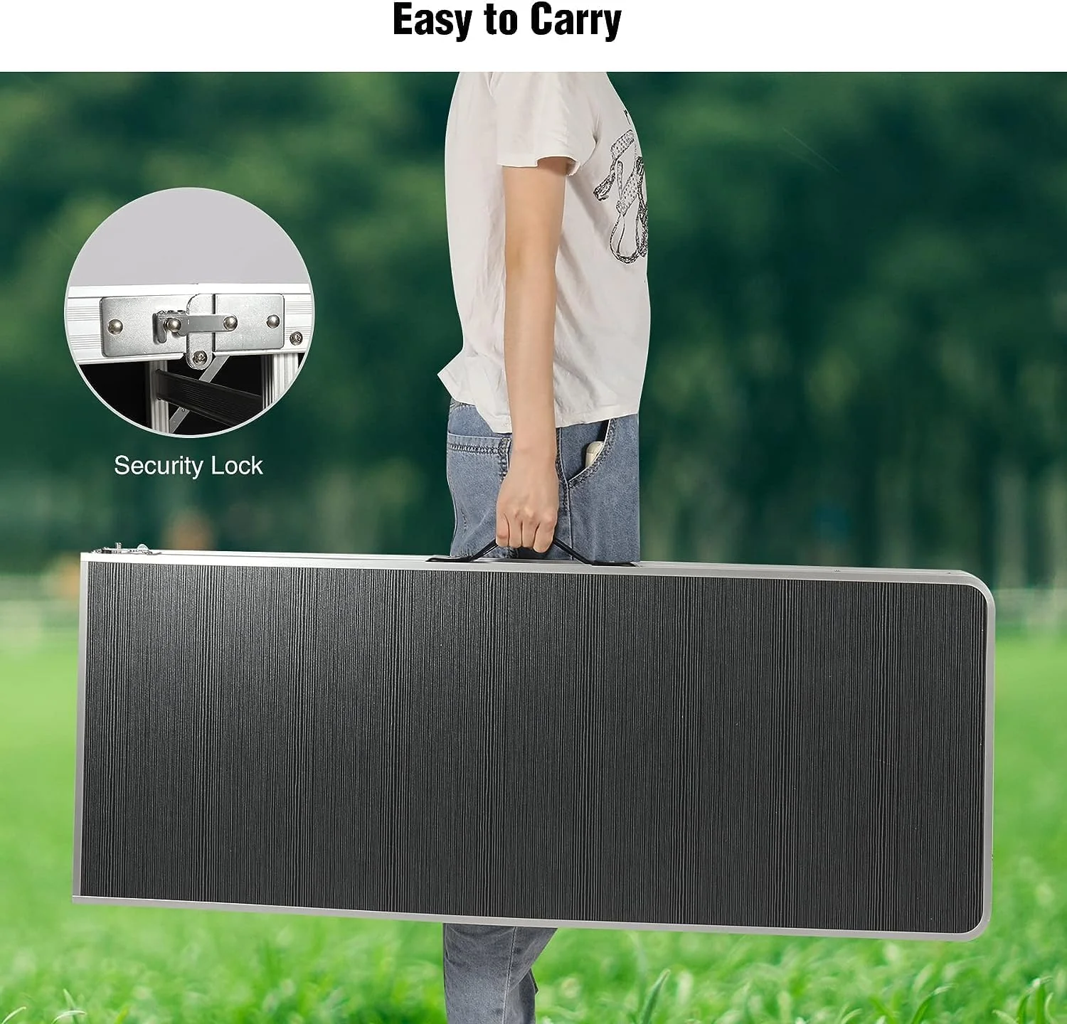 REDCAMP Extra Long Portable Bar Table with Storage Shelf, Pop-up Foldable Party Bar for Indoor Outdoor, Black