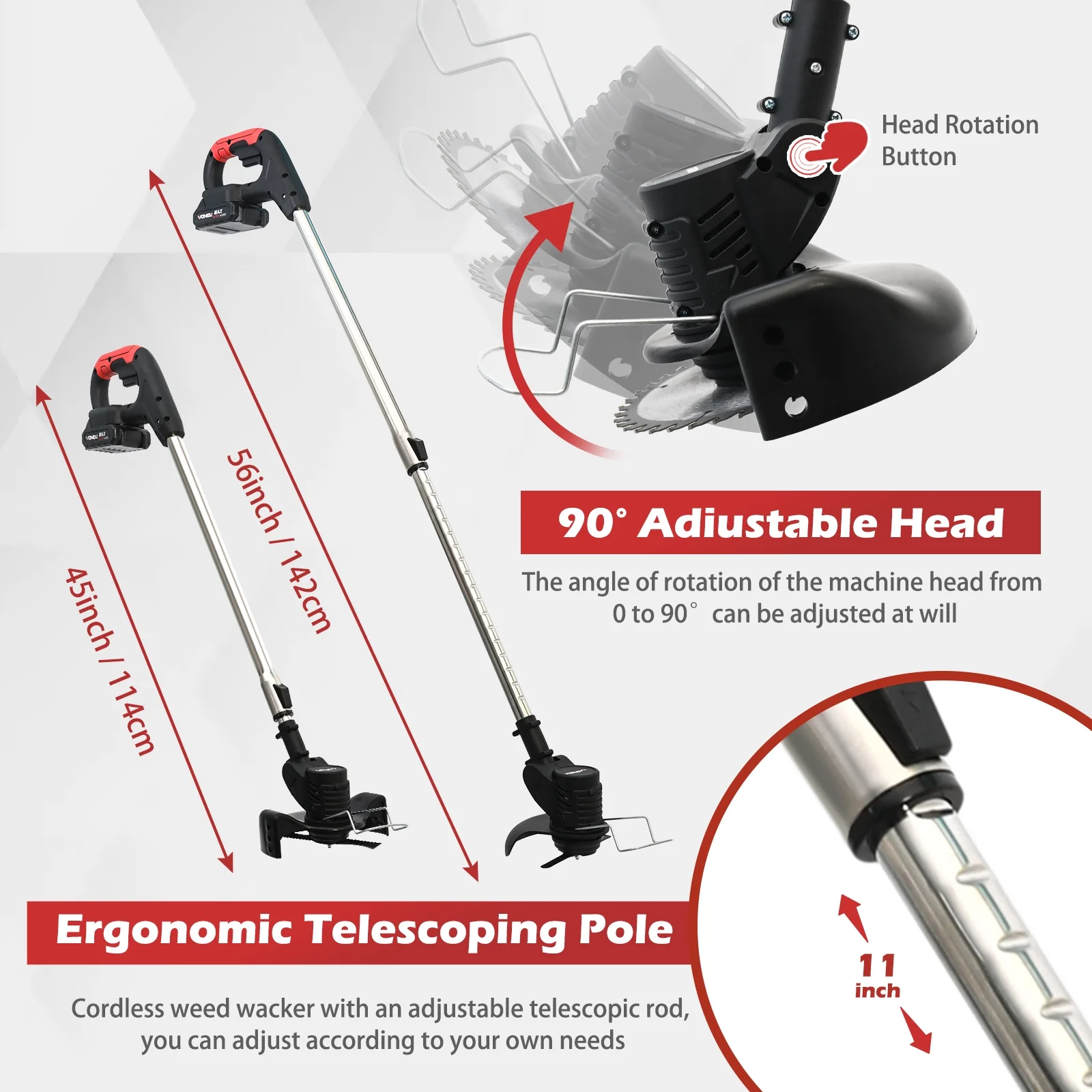 Electric Weed Eater Wacker, Grass Trimmer Weed Lawn Edger Eater, 21V 650W Cordless Grass String Trimmer Cutter, Weed Wacker with 2 Battery