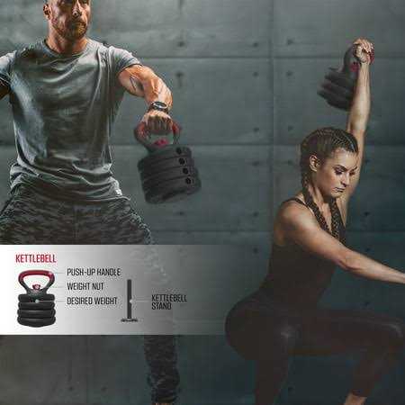 Fitrx SmartBell Gym, 60 lbs. 4-in-1 Adjustable Interchangeable Dumbbell, Barbell, and Kettlebell Weight Set - Sports Supplies Online Store
