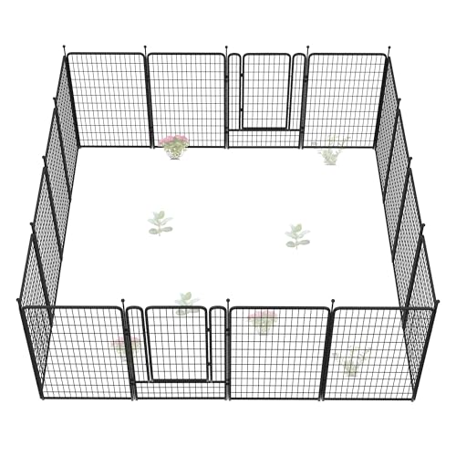 FXW Garden Fence 40in(H) x 36.0ft(L), 16 Panels Decorative Dog Fence Outdoor for The Yard – Heavy Duty Metal Animal Barrier for Dog and Rabbit