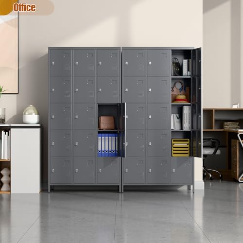 6 Door Metal Storage Locker 18 Hooks,Metal Locker for Employees with Lock for School Garage Office Gym Bedroom,Assembly Required