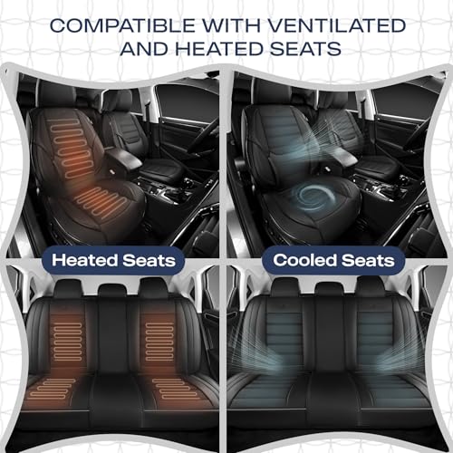 Skechers MAX Cushioning Seat Covers,Memory Foam Leather Car Seat Covers,Waterproof Car Seat Protector Front Seats