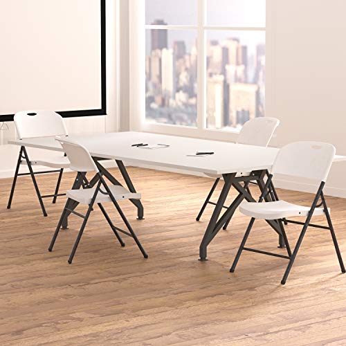 Amazon Basics Sturdy Foldable Plastic Chair, Portable, 350-Pound Capacity, White, 6-Pack