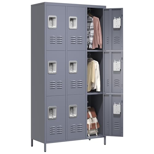Metal Locker 3 Doors Storage Lockers for Employee,72" Tall Locker with Shelves and Hooks Steel Sports Locker for Office School Office Gym Home Garage