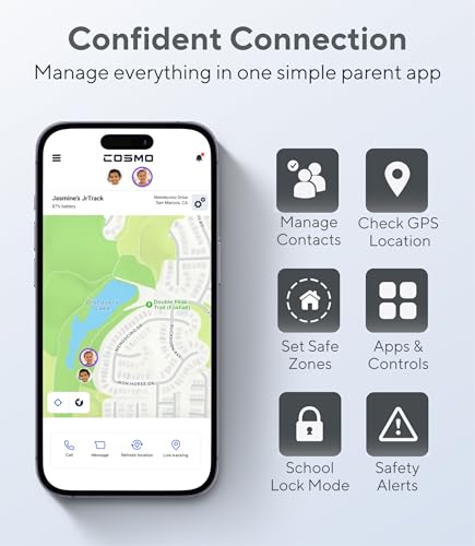 JrTrack 4 Kids Smart Watch by Cosmo | Phone Watch & GPS Tracker | Enhanced Parental Controls | Call, Text, Activity