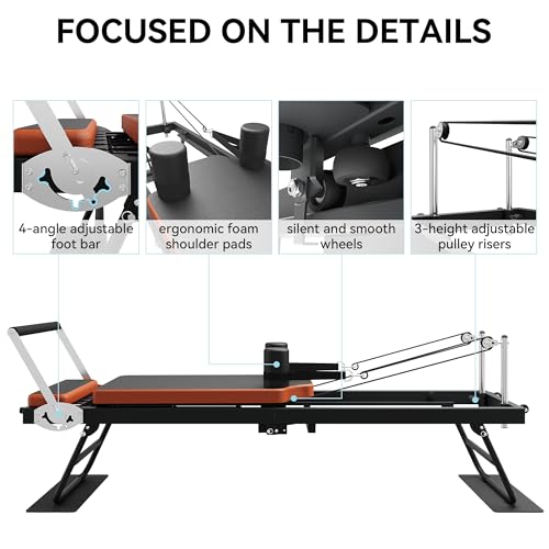 Pilates Reformer,Dpiolrcag Foldable Pilates Machine & Equipment for Home Use and Gym Workout, Suitable for Advanced and Beginners Users