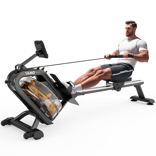 YAMO Water Rowing Machine for Home, Row Machine with 330LB Weight Capacity, Support Bluetooth & Compatible with Apps