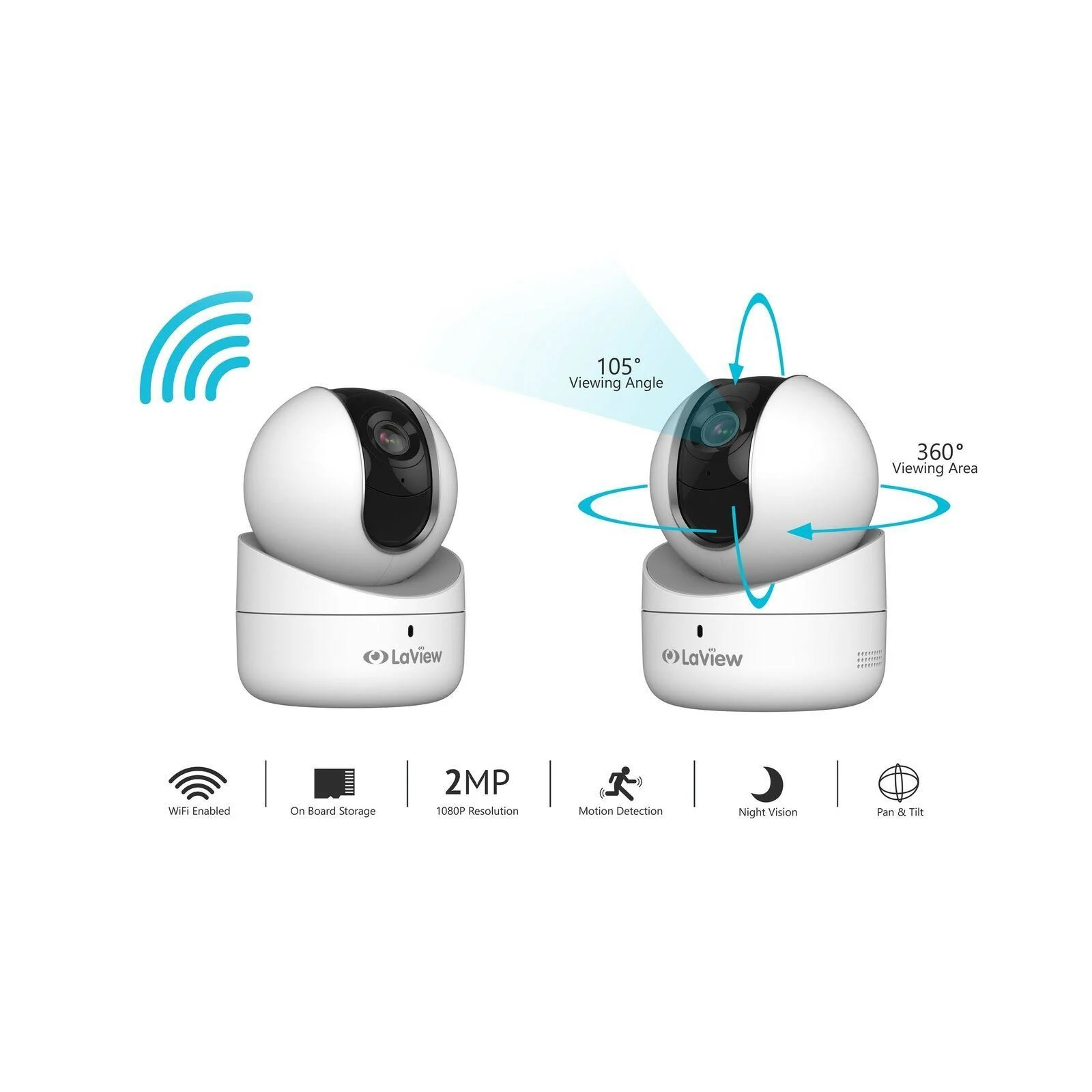 Laview HD 1080p WiFi Wireless Security Camera W Pre- Installed 16 GB