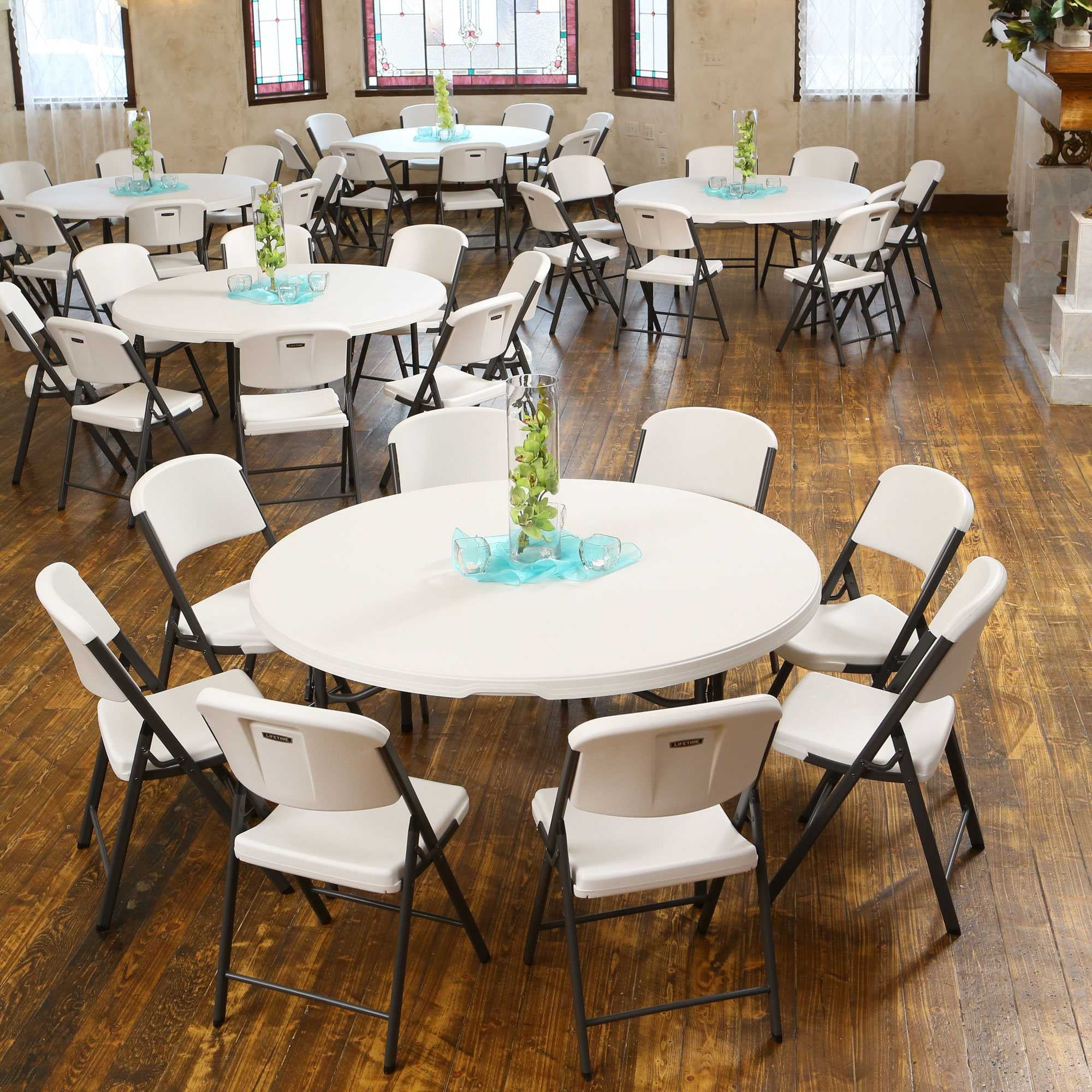Lifetime 60 inch Round Folding Table, Indoor/Outdoor Commercial Grade, White Granite (280301)
