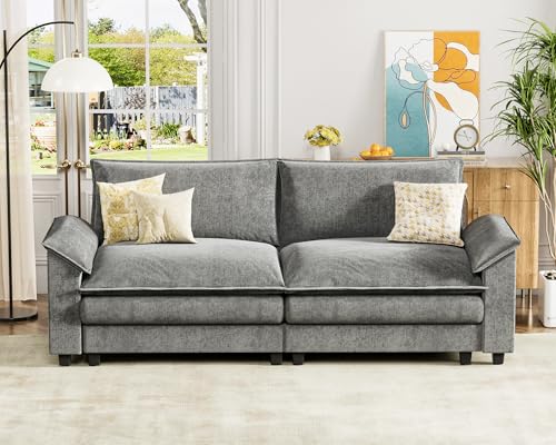 Homall 119" Modular Sectional Sofa, L Shaped Sofa Couch with Reversible Ottoman, DIY Combination Chenille Deep 3-Seat Cloud Couch for Living Room