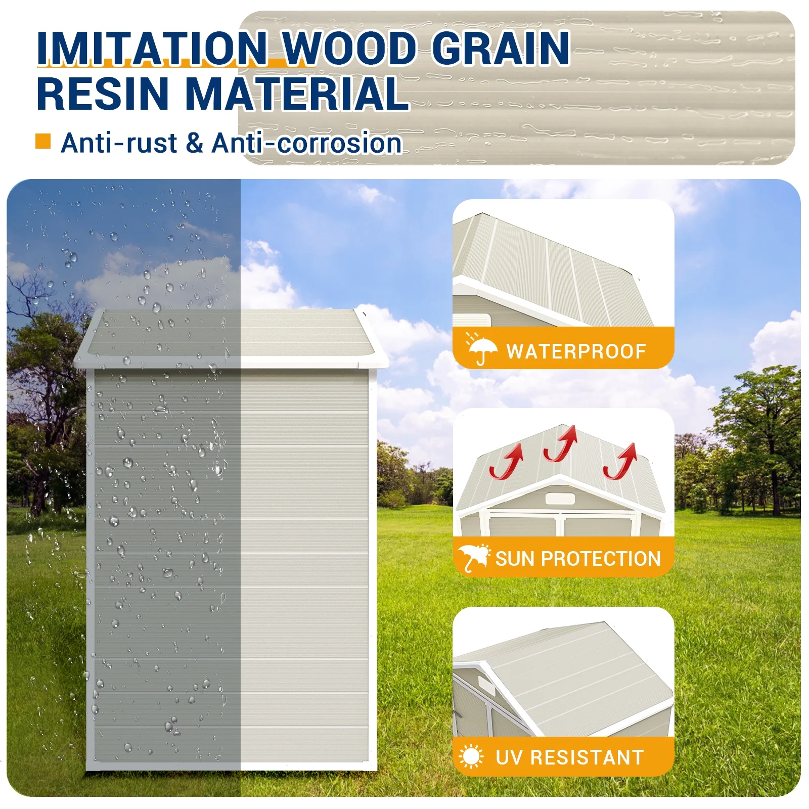 UDPATIO Outdoor Storage Shed 6x4.5 FT, Resin Outside Sheds & Outdoor Storage Plastic for Trash Can, Bike, Lawnmower, Generator