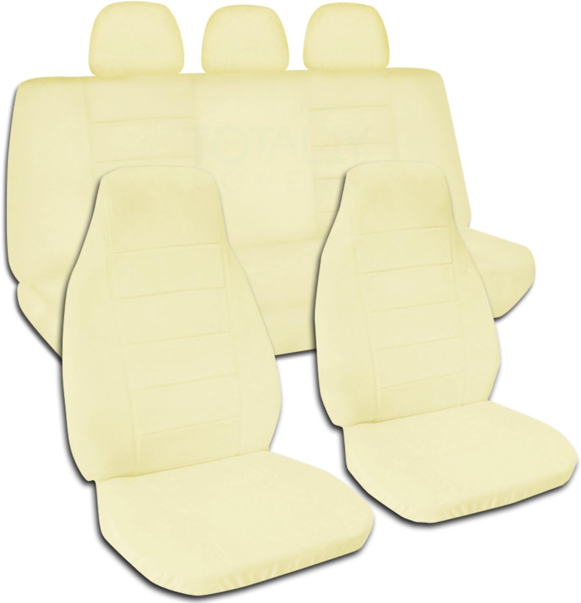 Totally Covers Solid Color Car Seat Covers w 3 Rear Headrest Covers: Cute Pink - Semi-Custom Fit - Full Set