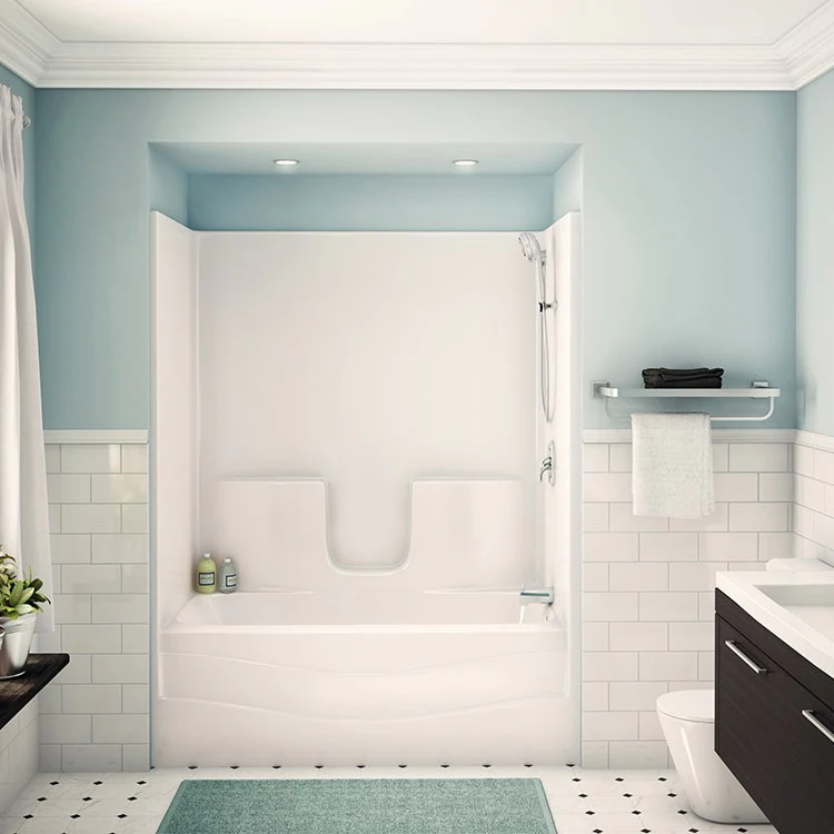 Tub and Shower Module 60 x 30 x 74-3/4 Inch AcrylX Right Drain White