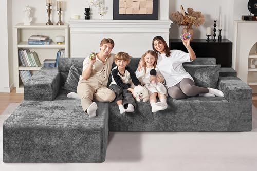 HABUTWAY 105" L-Shape Modular Sectional Sofa Couch for Living Room,No Assembly Required,Modular Comfy Sofa with Deep Seat for Living Room Bedroom