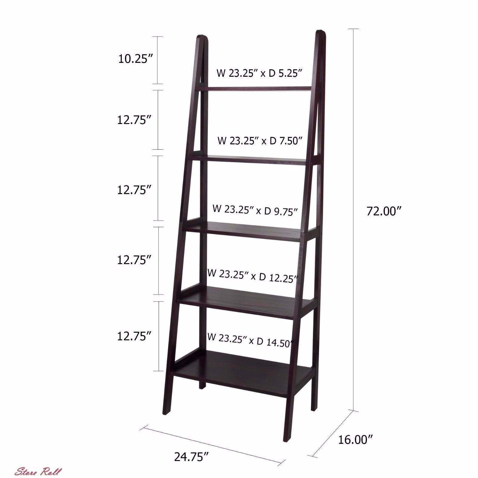 Casual Home 5 Shelf Ladder Bookcase, Espresso