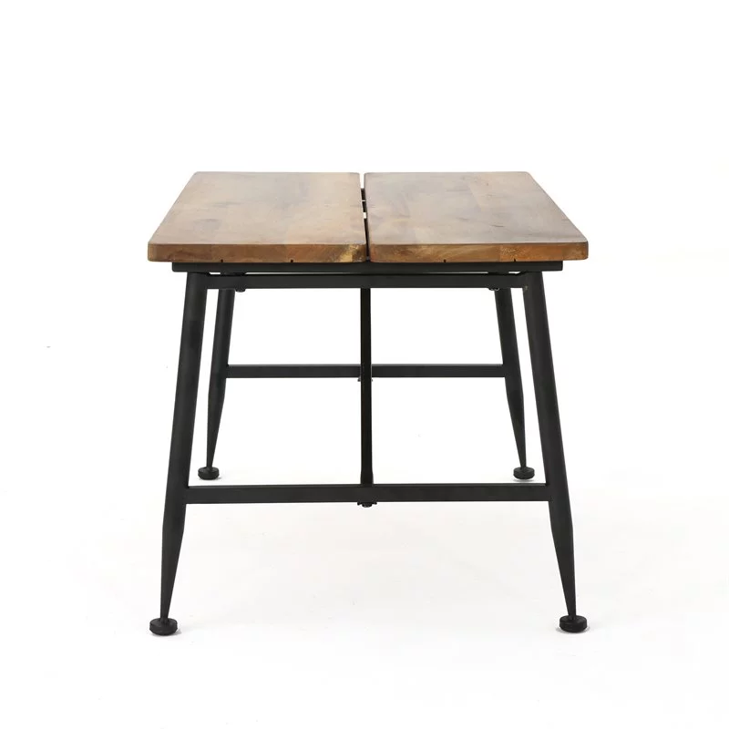 Noble House Eleanora Acacia Wood and Iron Coffee Table in Brown/Black