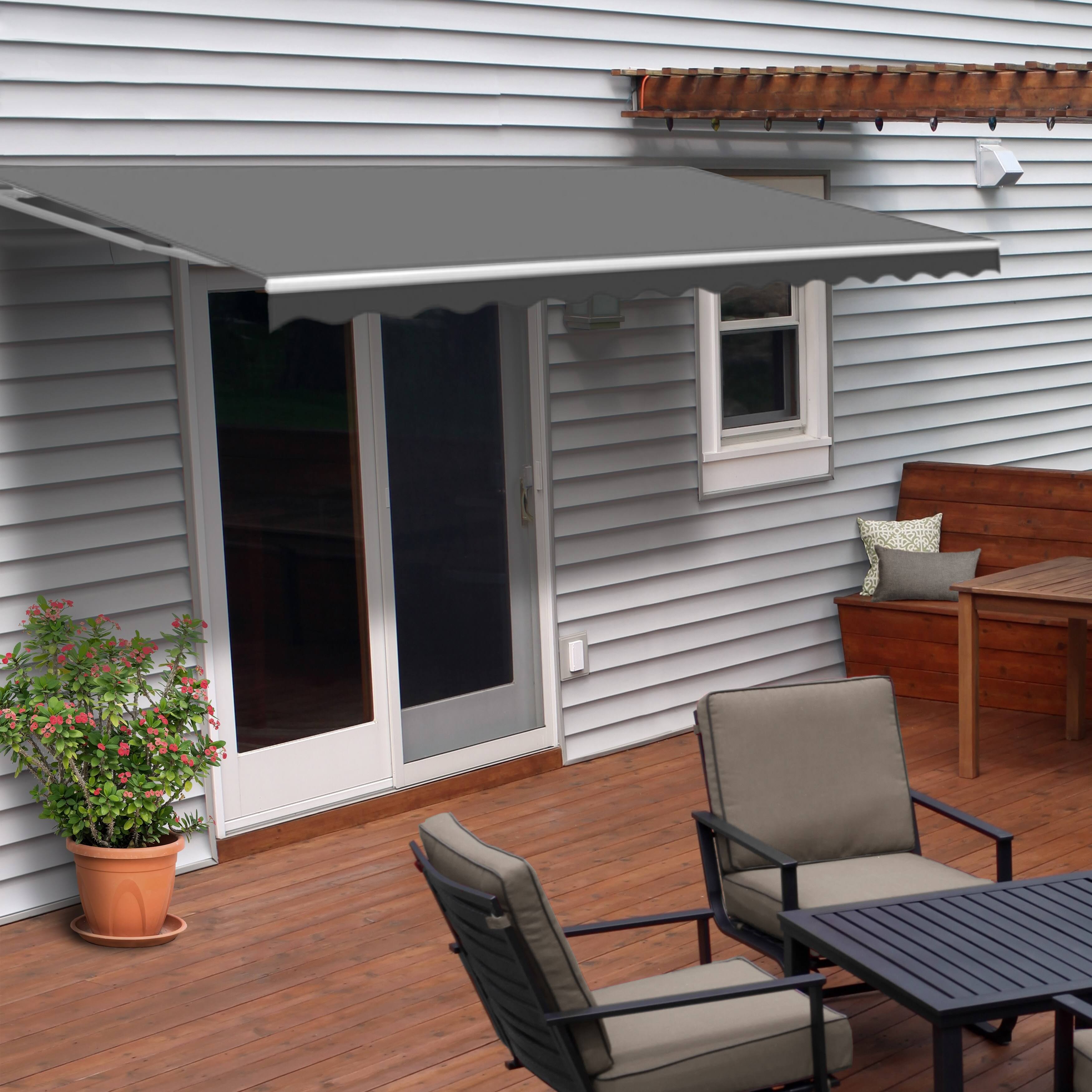 Aleko AWM6.5X5GY80 Retractable Patio Deck Awning Motorized 6.5 x 5 ft Grey