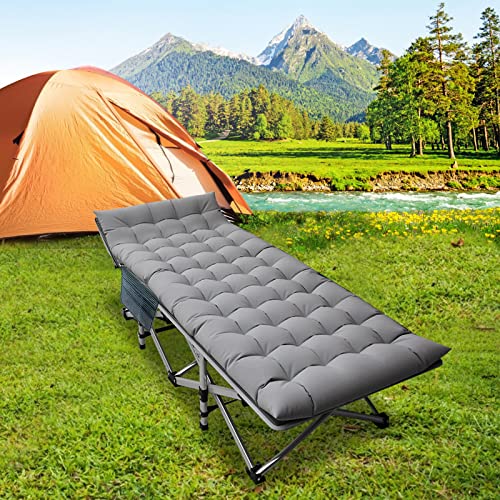 DoCred Folding Camping Cot with Mattress, 2 Pack Heavy Duty Folding Cot for Adults, Portable Sleeping Cot Bed Adults Outdoor Bed with Carry Bag