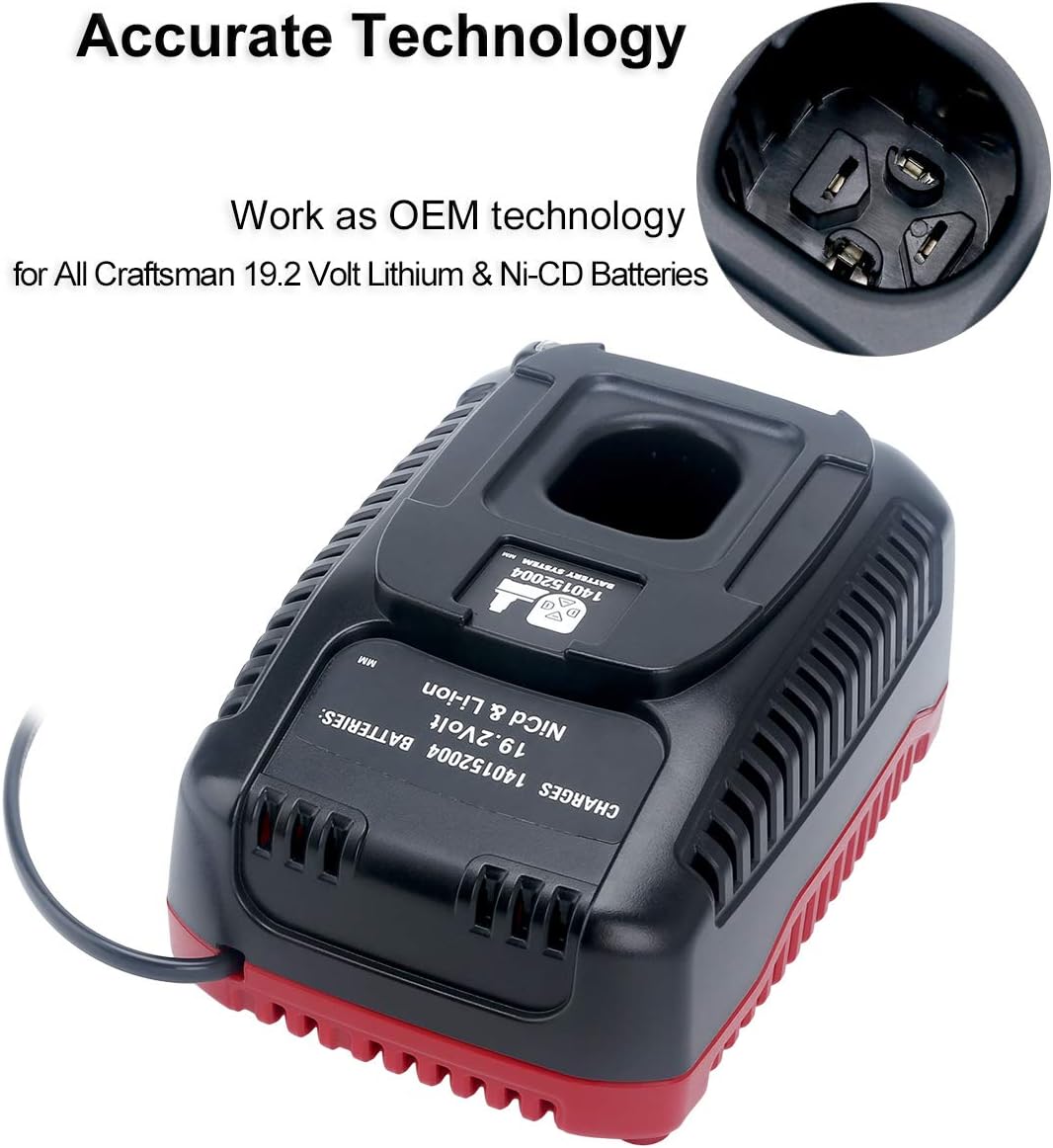 19.2V C3 Charger Replacement for Craftsman 19.2 Volt Lithium-ion & Ni-cad Battery Charger 140152004 DieHard XCP Battery 1425301 1323903 130279005