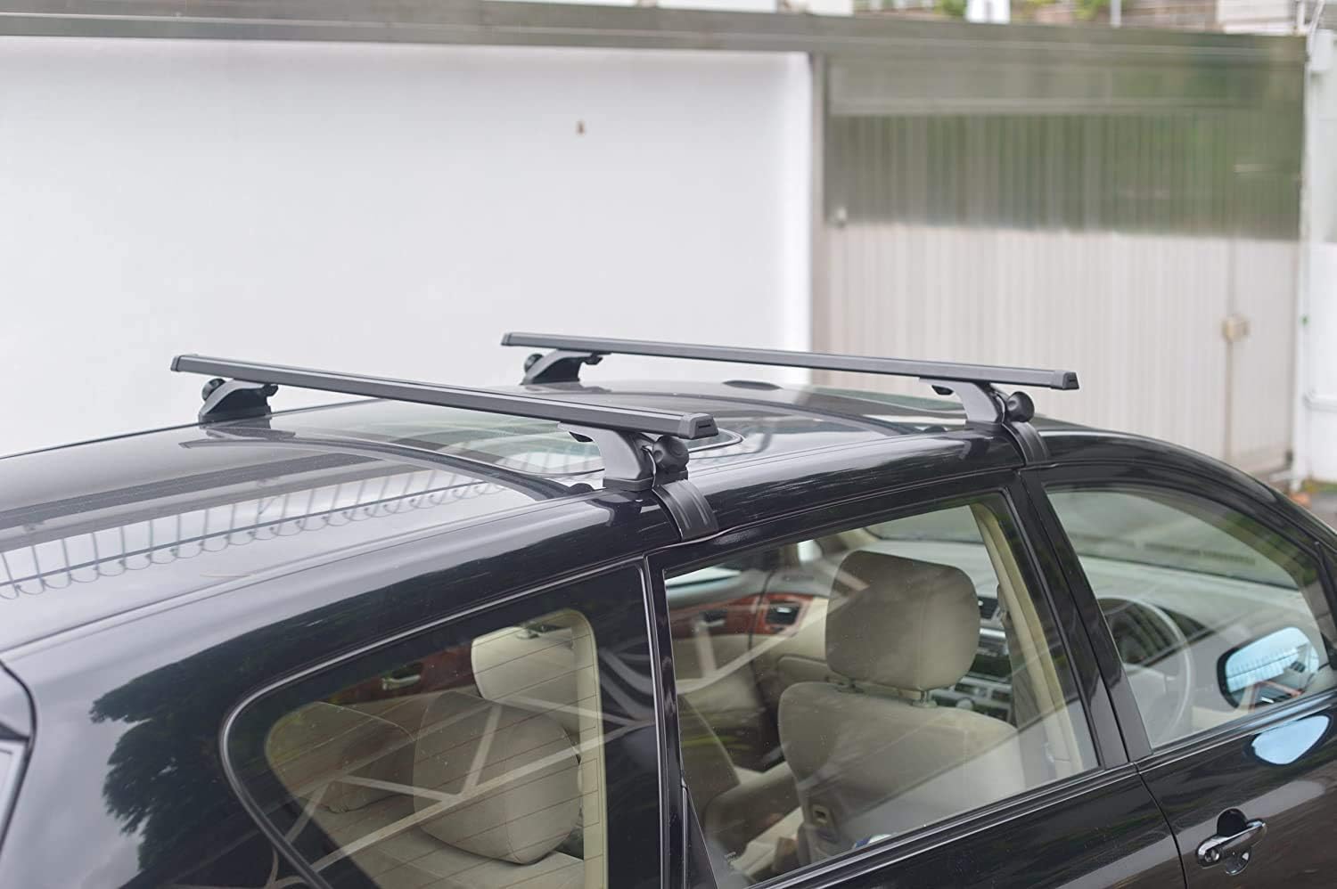 MPH Production 2Pcs 48" (120cm) Universal Fit Black Adjustable Aluminum Window Frame Roof Rack Rail Cross Bars Utility Cargo Carrier with 3 Pairs of