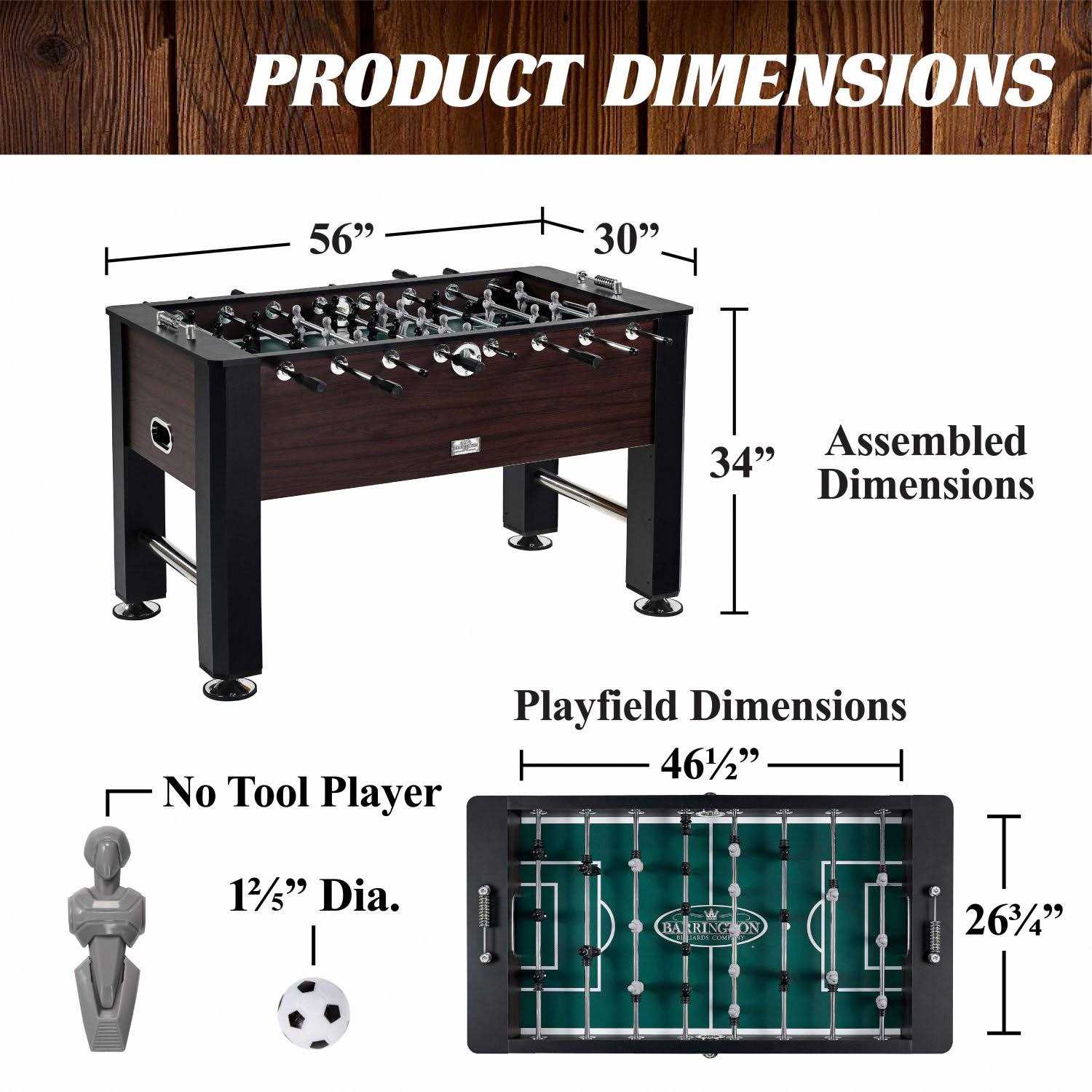 Barrington 56 inch Premium Furniture Foosball Soccer Table - Sports Supplies Online Store